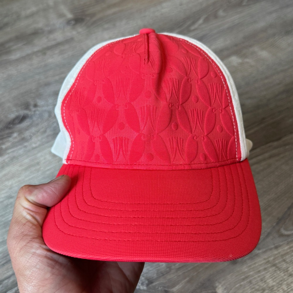 Pure Barre Red White Embossed Foam Mesh Trucker Hat Adjustable Cap